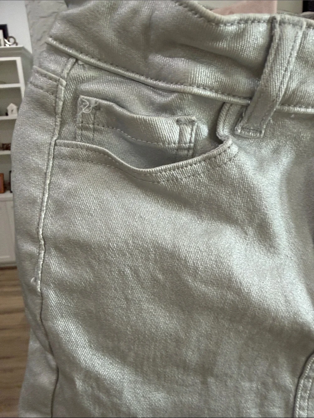 Girl’s FabKids Sz7 Metallic Silver Denim Mini Skirt